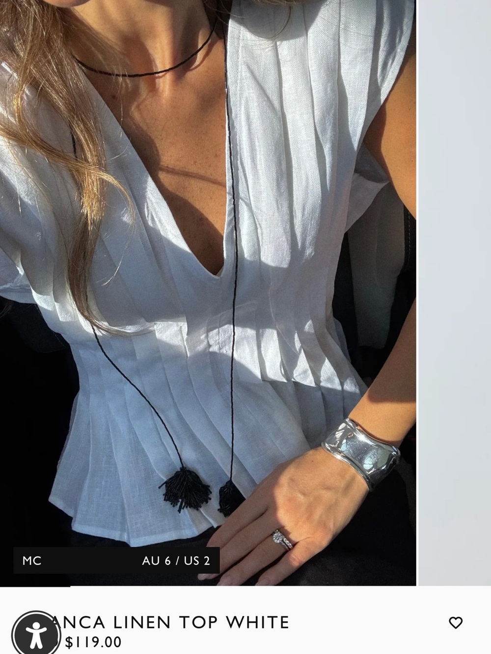 VRG GRL Linen Blanca top size 8/S